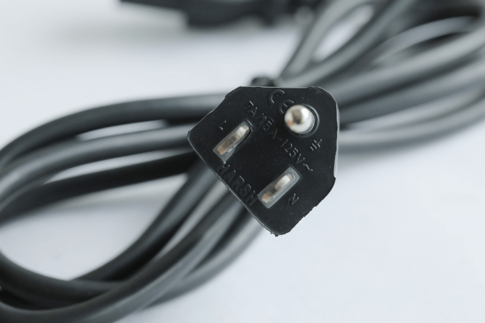 Type B 3-pin power cord with high-quality insulation for safe electrical use.